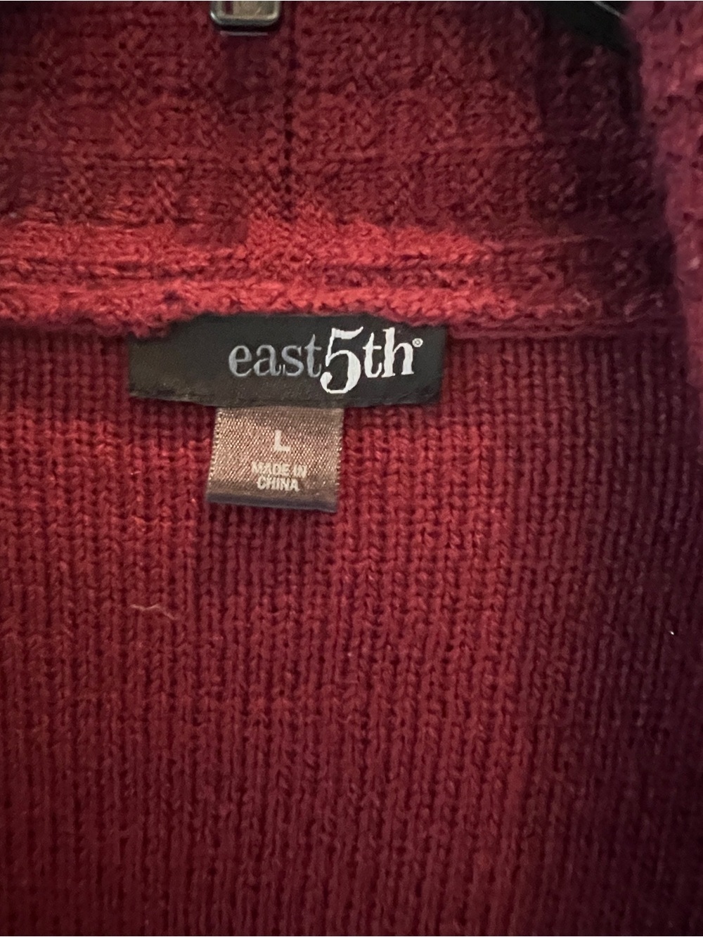 💕 East 5th Size L Deep Rust Belted Cardigan Shawl Collar Fall Textured Knit - Picture 10 of 10